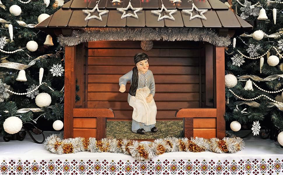 MaMeMi Krippenfigur (Oma) - sitzende Oma als Krippen-Dekoration [ca 7 cm hoch, handbemalt aus Polyse