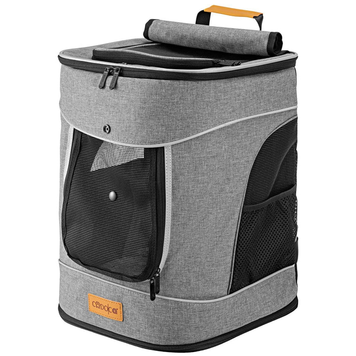 CADOCA® Haustierrucksack bis 12 kg verstellbare Gurte faltbar Kurzleine Haustier Tragetasche Katze H