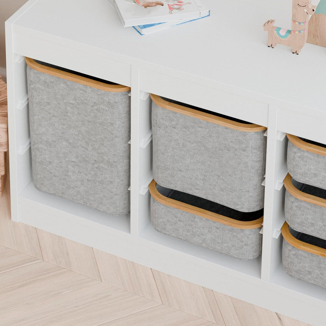 Box für Trofast Regale, Stoffbox mit Holzrahmen in verschiedenen Grössen, grau, Alternative zu Kunst