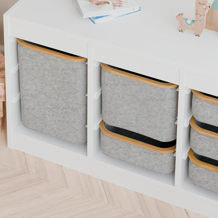 Box für Trofast Regale, Stoffbox mit Holzrahmen in verschiedenen Grössen, grau, Alternative zu Kunst