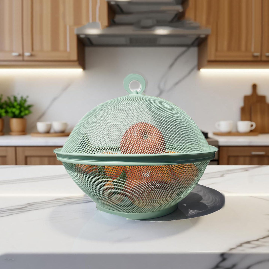 Obstschale mit Deckel, Obstkorb aus Metall - Netz-Obstschalen in Mehreren Farben, Langlebiger & Deko