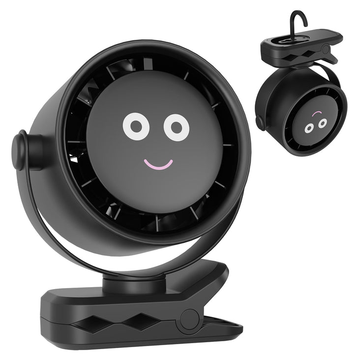 Ventilator Leise mit Clip - USB Tischventilatoren, 5 Geschwindigkeiten Tragbarer Mini Fans mit LED D