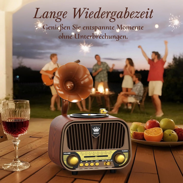 PRUNUS J-190 Retro Radio Klein AM/FM/SW, Nostalgie Radio mit Akku 1800mAh, Kofferradio mit Bluetooth