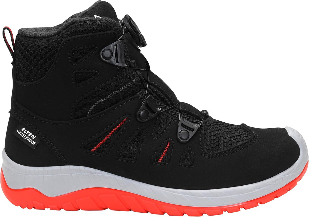 ELTEN Kinderschuhe Outdoor Maddox Kids BOA Black-red Mid Wintermodell für Mädchen und Jungen 30 EU S