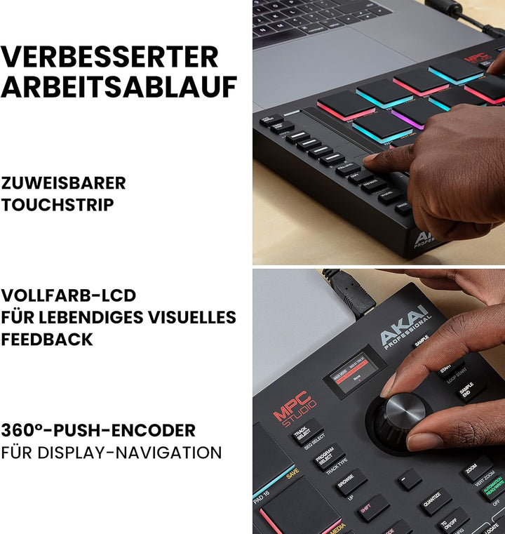 Akai Professional MPC Studio - MIDI-Controller Beat Maker mit 16 anschlagsdynamischen RGB Pads, MPC