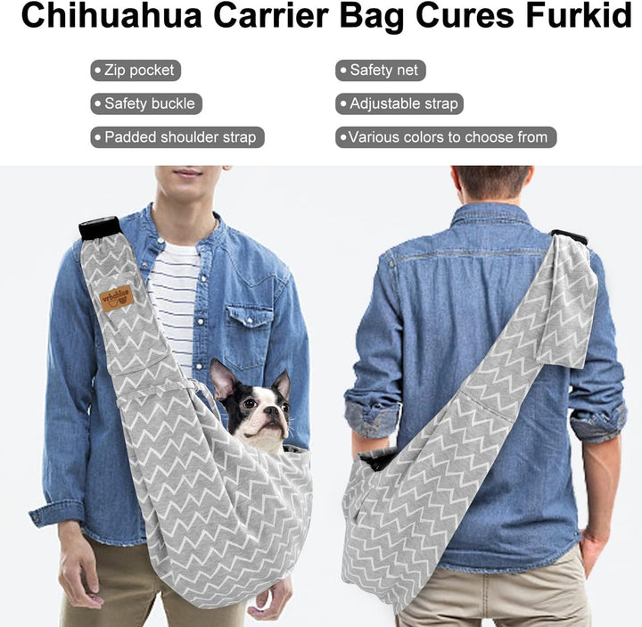 vrbabies Hundetrage für kleine Hunde, freihändig, atmungsaktiv, wendbar, verstellbar, aus Baumwolle,