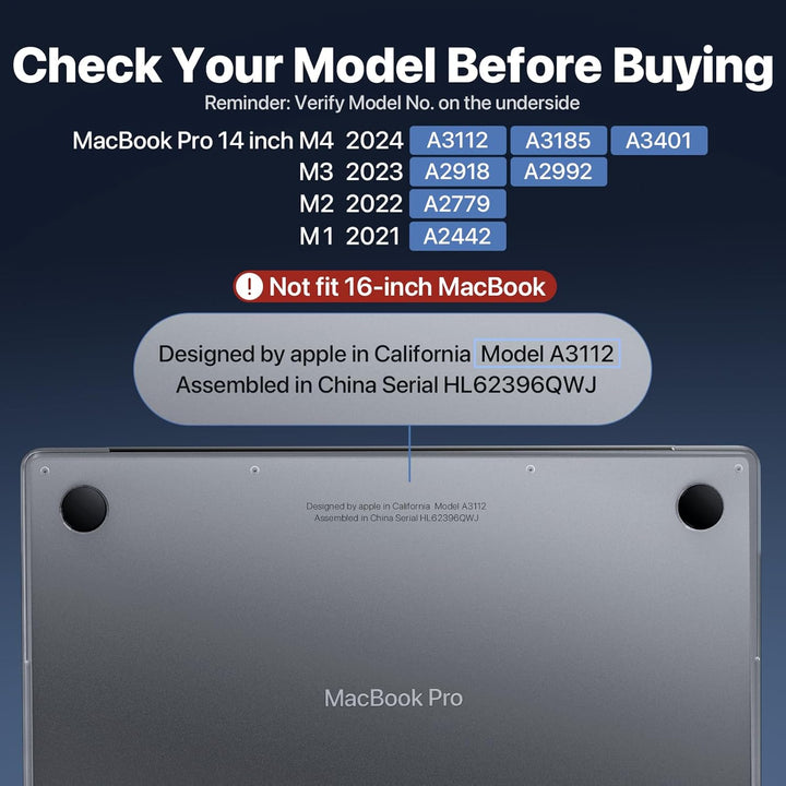 Soonjet Hülle für MacBook Pro 14 Zoll Hülle (2024-2021) M4-M1 Pro/Max [Genau Wie Original-MacBook] A