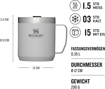 Stanley Classic Legendary Camp Mug Thermobecher 354ml - Hält Stunden Heiss oder Kalt - Coffee To Go