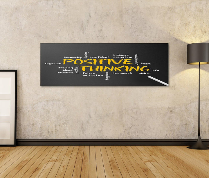 Bild auf Leinwand Dunkle Tafel mit Einer positiv denkenden Illustration. Wandbild Poster Leinwandbil