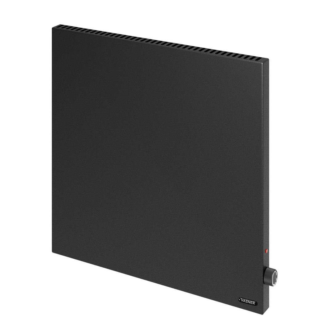 VASNER Konvi Schwarz - Hybrid Elektroheizung mit Thermostat, 600-1200 Watt, Infrarotheizung + Konvek