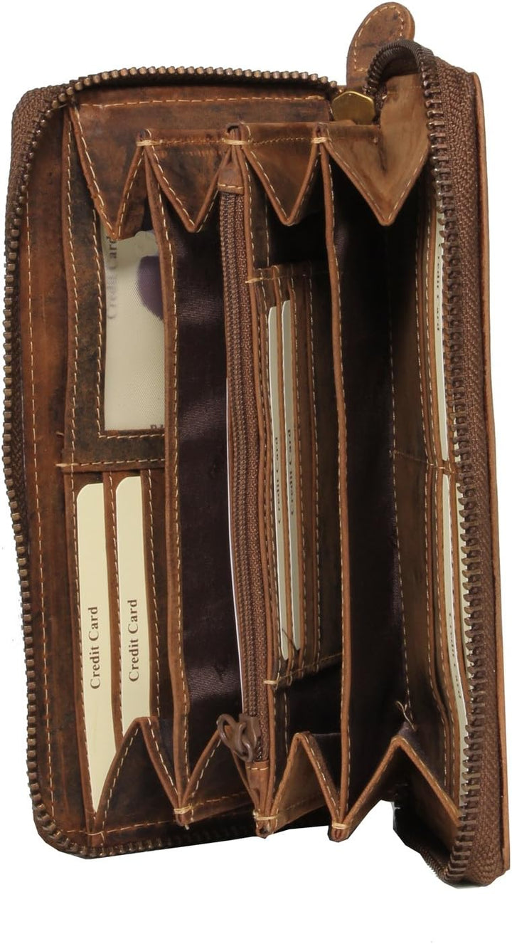 Greenburry Vintage Geldbörse Leder 19 cm Brown, Brown