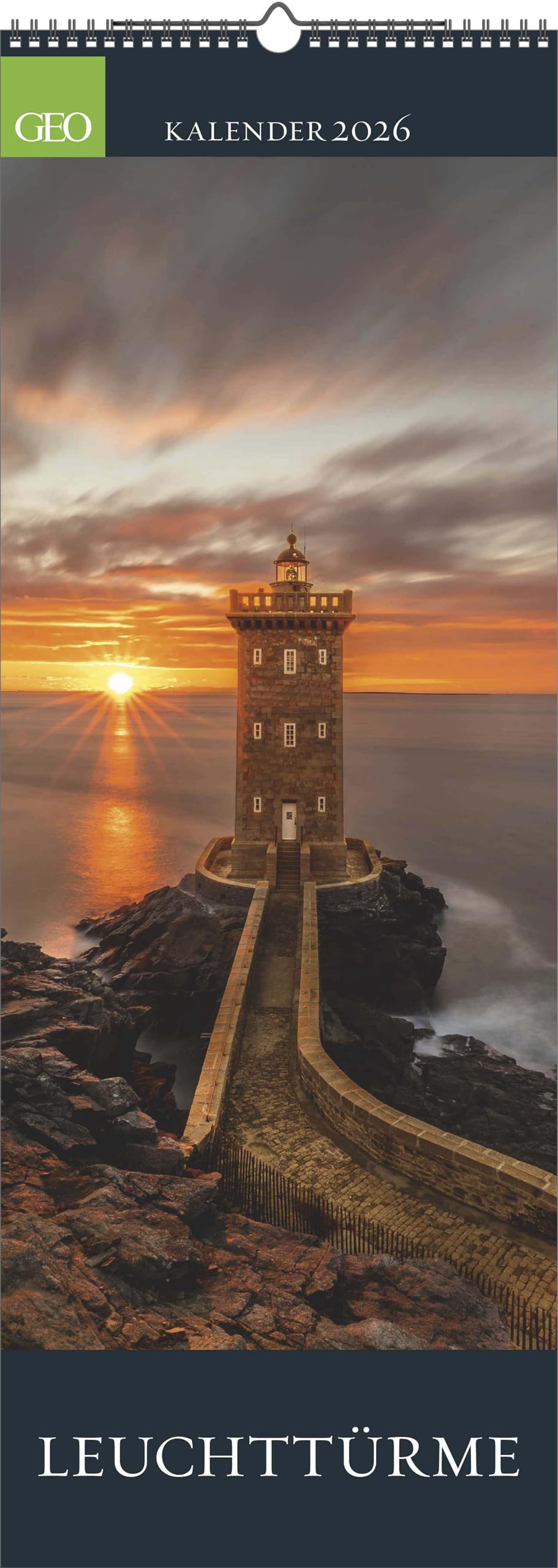 GEO - Leuchttürme 2026 – Wandkalender 25x69 cm, Poster-Kalender mit 12 Monatsblättern, deutschem Kal
