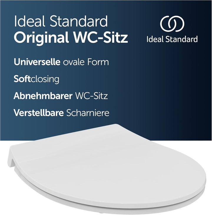 Ideal Standard Universal WC-Sitz mit Absenkautomatik (Softclose), Abnehmbarer Toilettensitz in ovale