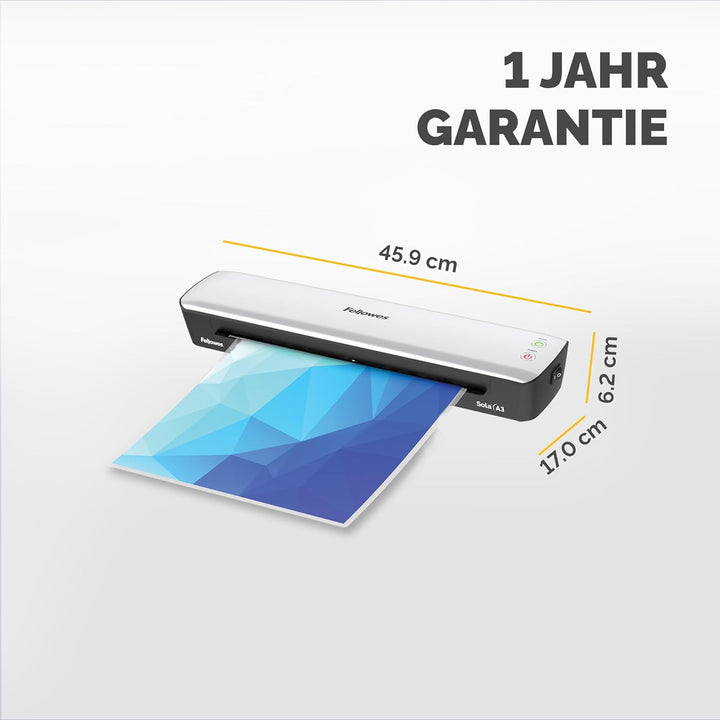Fellowes Laminiergerät A3 Sola für Zuhause und Homeoffice, für Laminierfolien bis 125 Mikron Stärke,