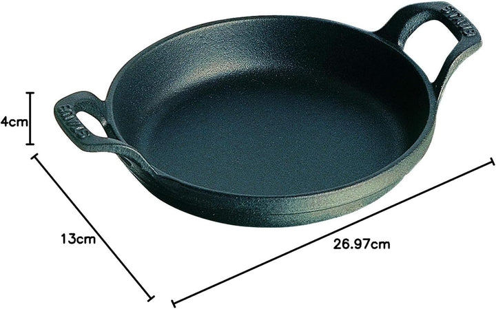 Staub 1301123 Mini-Auflaufform, rund 12 cm, 0,25 L mit mattschwarzer Emaillierung im Inneren der Auf