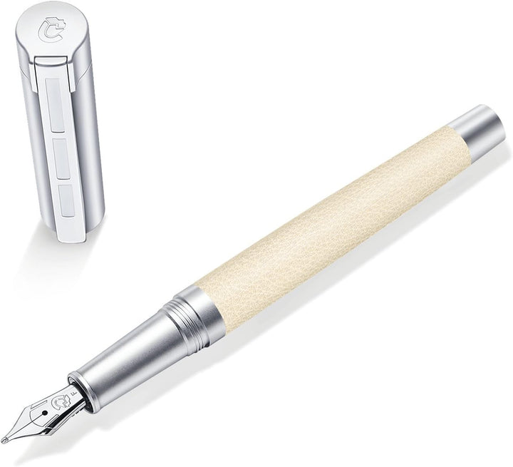 STAEDTLER Initium Corium Füllhalter, beiges Leder, F, Made in Germany, mit edler Geschenkverpackung,
