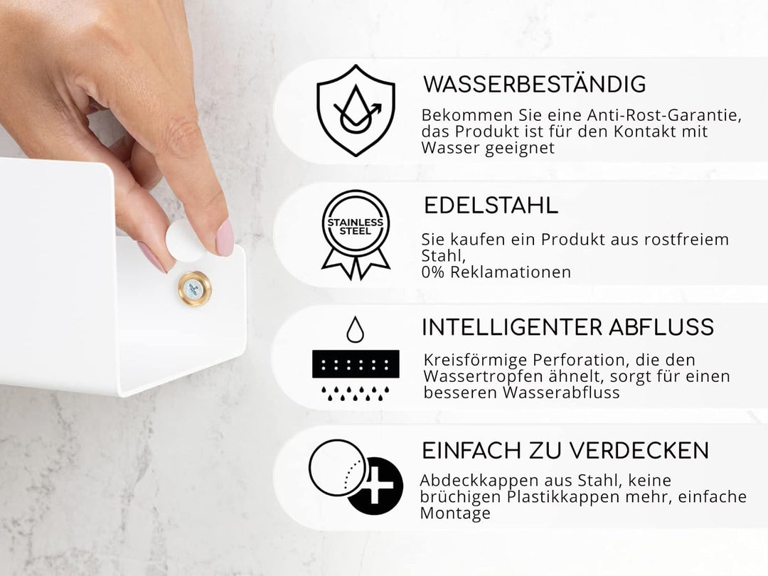 DABSTORY Duschablage Weiss Duschregal Edelstahl Wandbadregal DOCIA 25cm Badezimmer Regal für Dusche