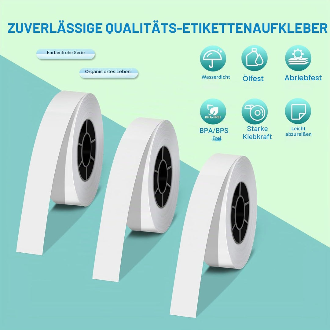ORGBRO Etikettenband, Original Angepasstes X1 Thermodruck-Etikettenpapier 15mm×7m, Standard Kaschier