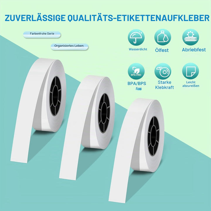 ORGBRO Etikettenband, Original Angepasstes X1 Thermodruck-Etikettenpapier 15mm×7m, Standard Kaschier