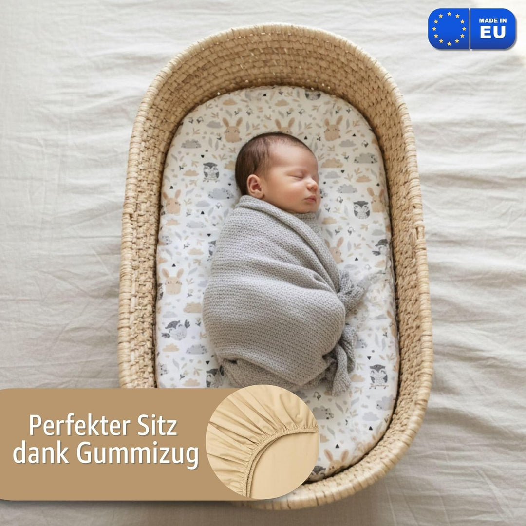 Spannbettlaken Kinderwagen Baby Spannbetttücher 3er Set: 75 x 35 cm - 2X Bettlaken + 1x wasserdichte