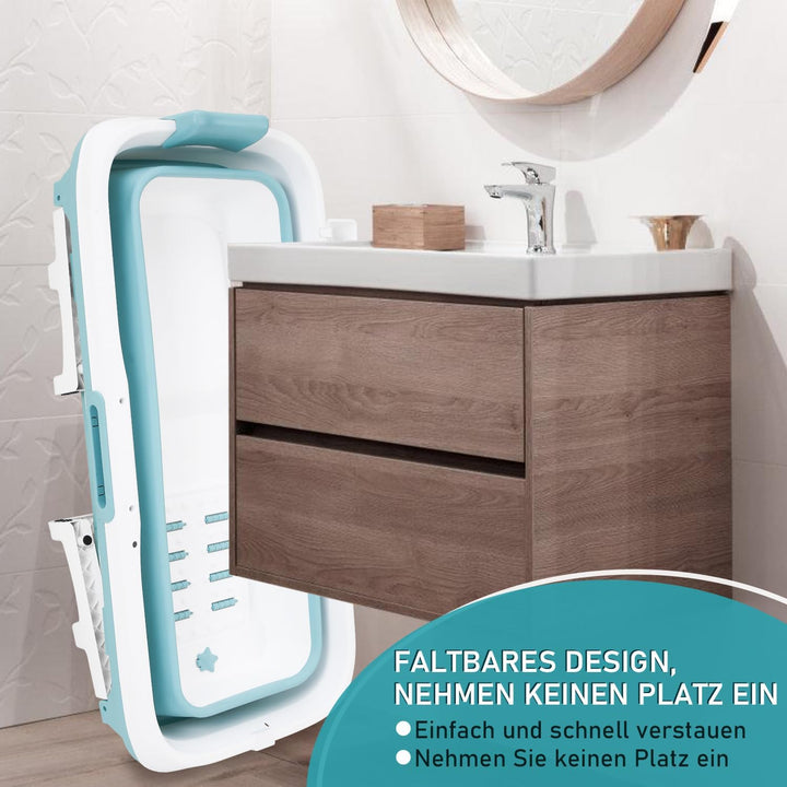 Faltbare Badewanne für Erwachsene, Klappbare Mobile Badewanne 132×60×50 cm, Tragbar &amp; Platzsparend,