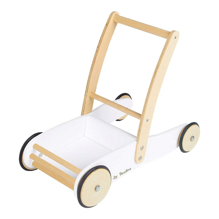 PINOLINO Lauflernwagen Uli, aus Holz, mit Bremssystem, Lauflernhilfe mit gummierten Holzrädern, für