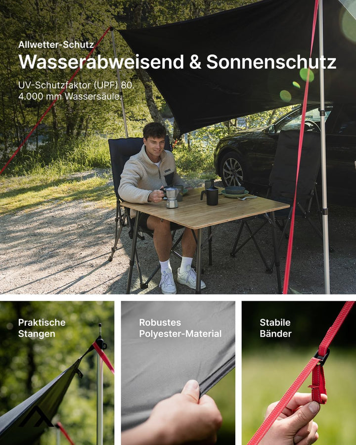 qeedo Motor Tarp Bus Sonnensegel mit UV-Schutz (UV80) & Dark-Coating, Keder; Bänder oder Saugnapf-Mo