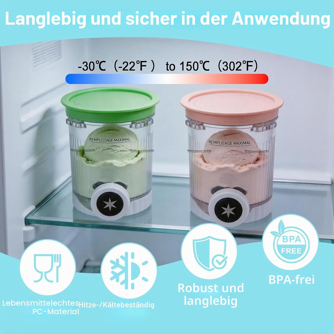 2 Stück Behälter für Ninja Creami Swirl 480 ml, Ninja Eismaschine Zubehör | Ersatzbecher für Ninja S