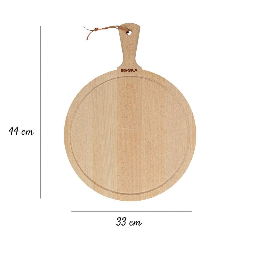 BOSKA Servierbrett Rund Amigo L/für Käse, Tapas oder Brot / 33 cm/Holz/Braun / 445 x 330 x 20 mm 44