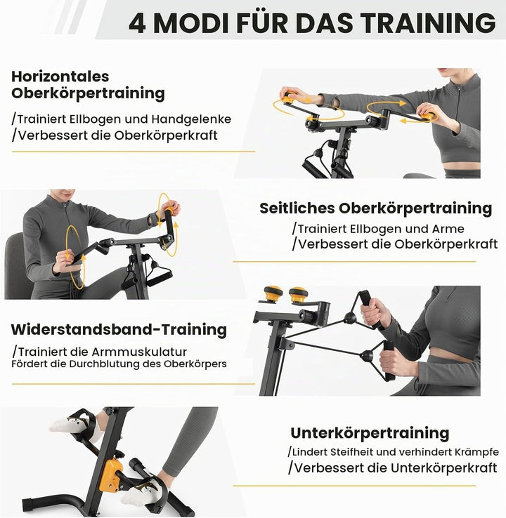 KOMFOTTEU Heimtrainer Fahrrad Multifunktional für Senioren, Pedaltrainer Arm- und Beintrainer, verst