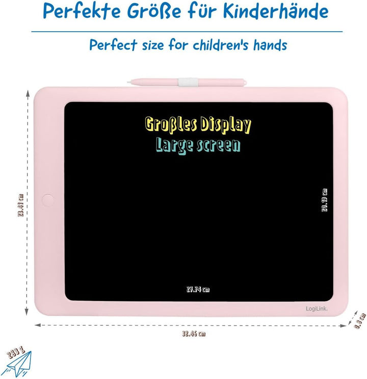 LogiLink AA0182 - LCD-Kinderschreibtafel 14", lösch- und wiederbeschreibbar, Whiteboard-Rückseite, a