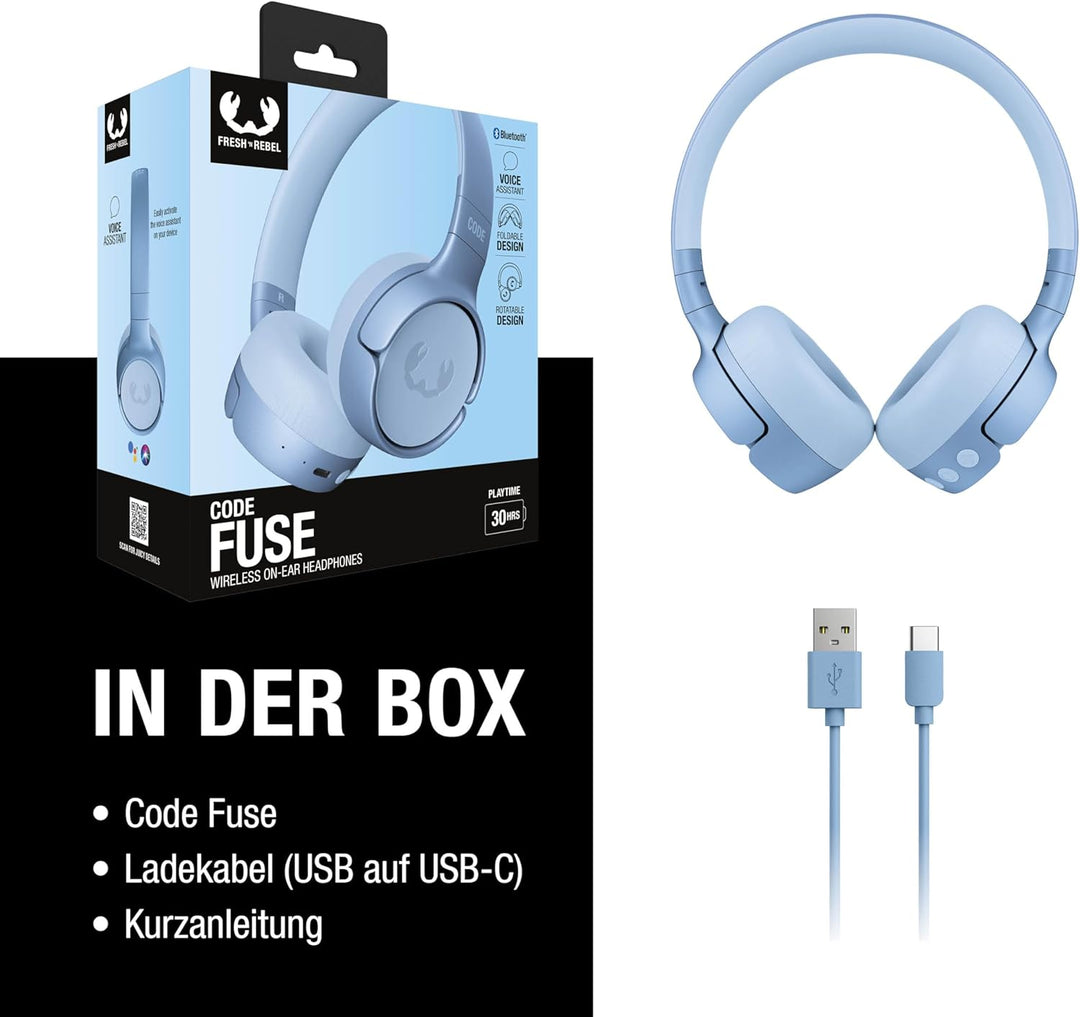 Fresh 'n Rebel Code Fuse, Bluetooth-Kopfhörer on-Ear, kabellos, 30 Stunden Spielzeit, mit Mikrofon u