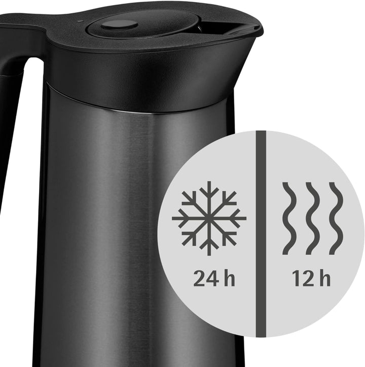 WMF Kineo doppelwandige Isolierkanne 0,6l, Thermoskanne Edelstahl mit Klick-Verschluss, Kaffeekanne