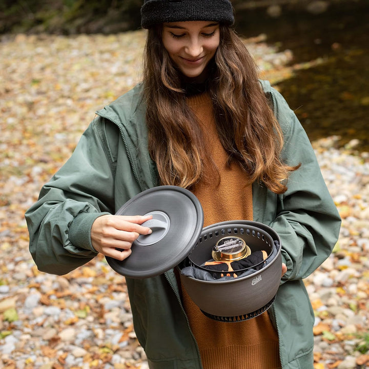 Esbit Spiritus-Kochset CS2350 WN - Kochset mit Wärmetauscher Grau 2,35L, Grau 2,35L