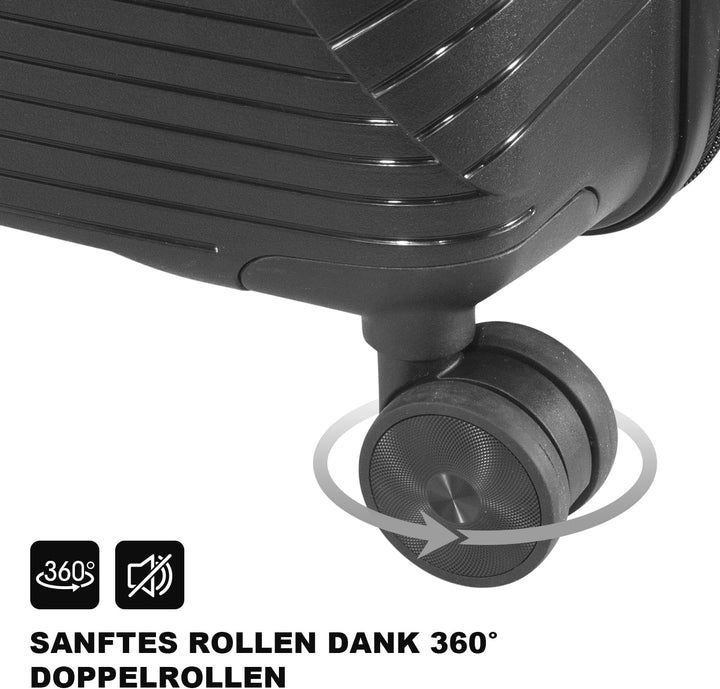 Hartschalen Kofferset 3-teilig aus Polypropylen, 55 cm 66 cm 74 cm (43L 65L 110L), Hochbelastbar, TS