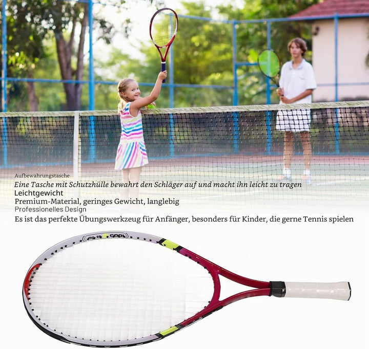 Topyond Tennis-Schläger mit Tragetasche,23 Zoll Aluminium TennisschläGer Kinder,Junior Freizeit-Tenn