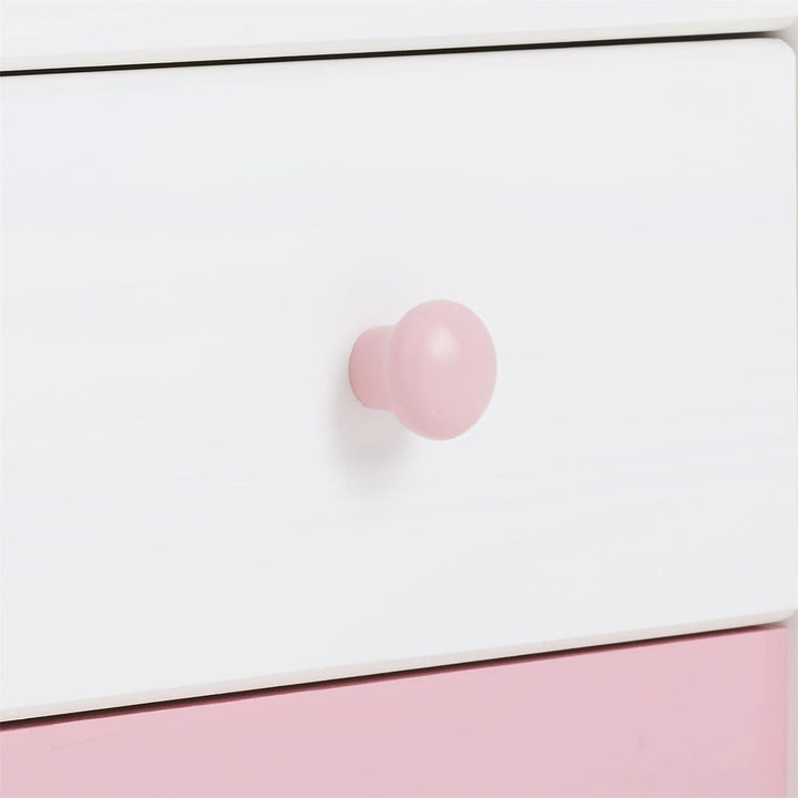 IDIMEX Nachttisch Rondo, Kiefer massiv, weiss-rosa lackiert, 2 Schubladen, Landhausstil, Massivholz,