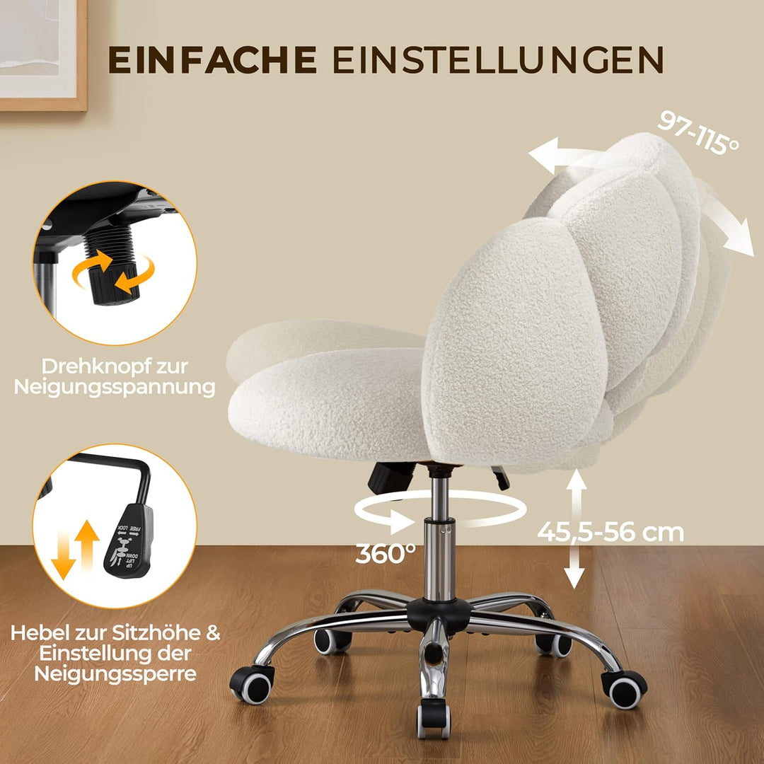 Yaheetech Schreibtischstuhl Bürostuhl Ergonomisch Bürosessel in Wolkenform Drehstuhl bis 136 kg Bela