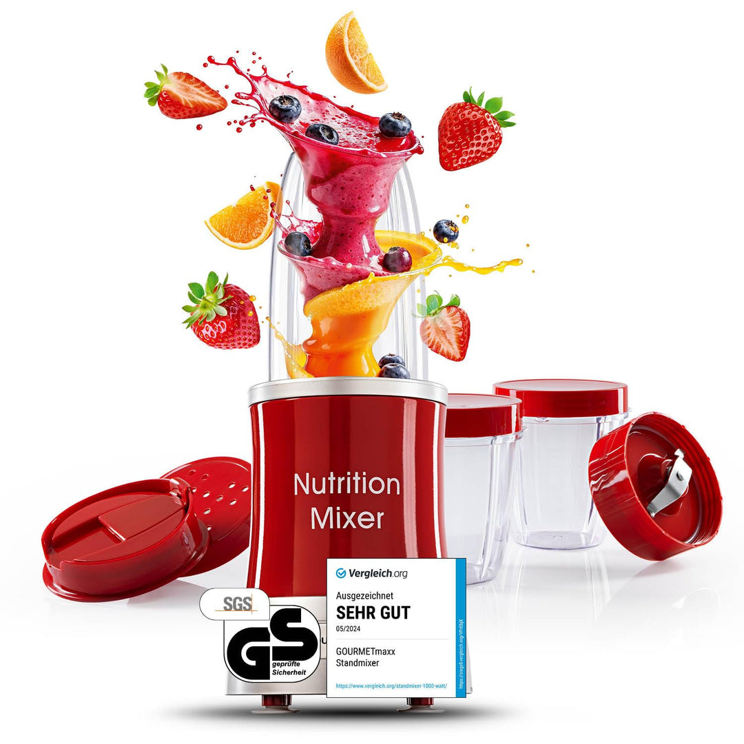 GOURMETmaxx Smoothie Maker &amp; Standmixer 11tlg. Set - 1000W &amp; 22.000 U/min | Elektrischer Mixer 700ml
