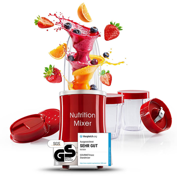 GOURMETmaxx Smoothie Maker &amp; Standmixer 11tlg. Set - 1000W &amp; 22.000 U/min | Elektrischer Mixer 700ml