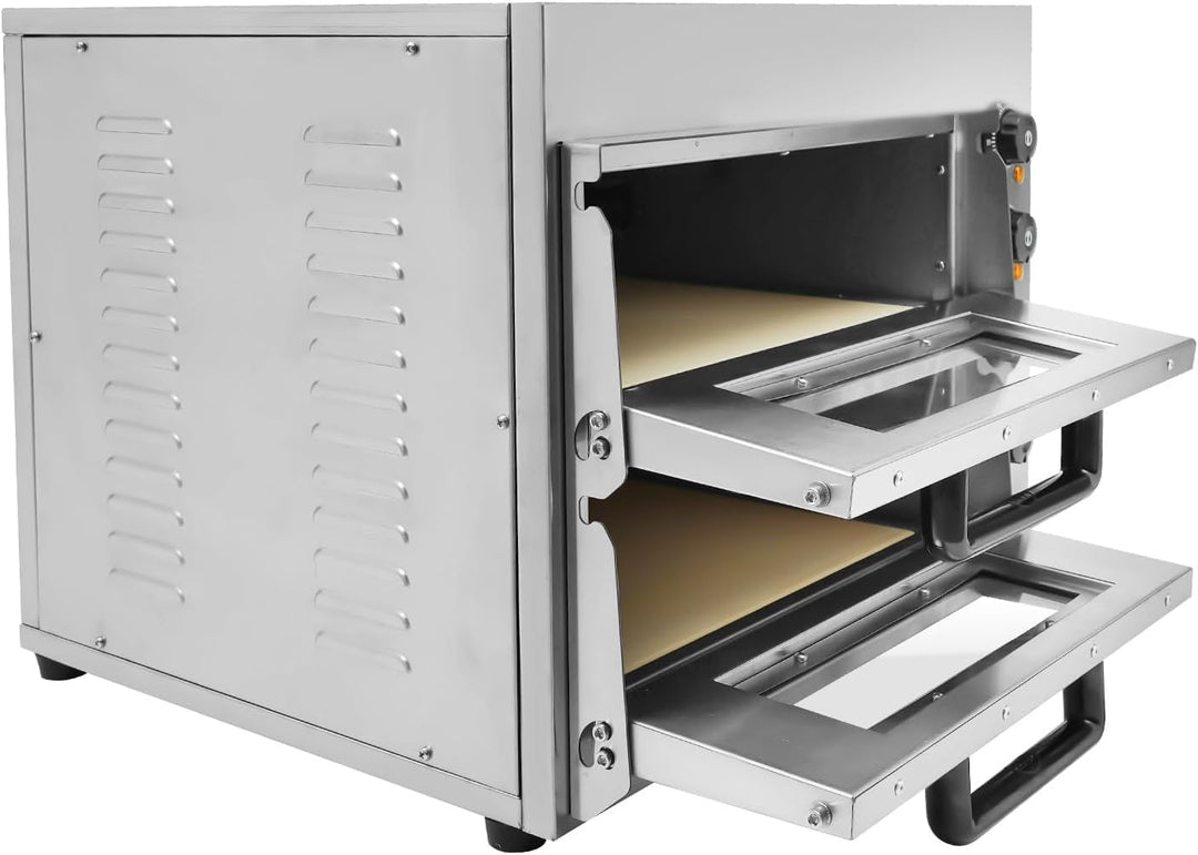 3000W Elektrischer Pizzabäcker, Doppellagig Mini Pizzaofen Elektrisch, Pizzaofen Elektrisch aus Edel