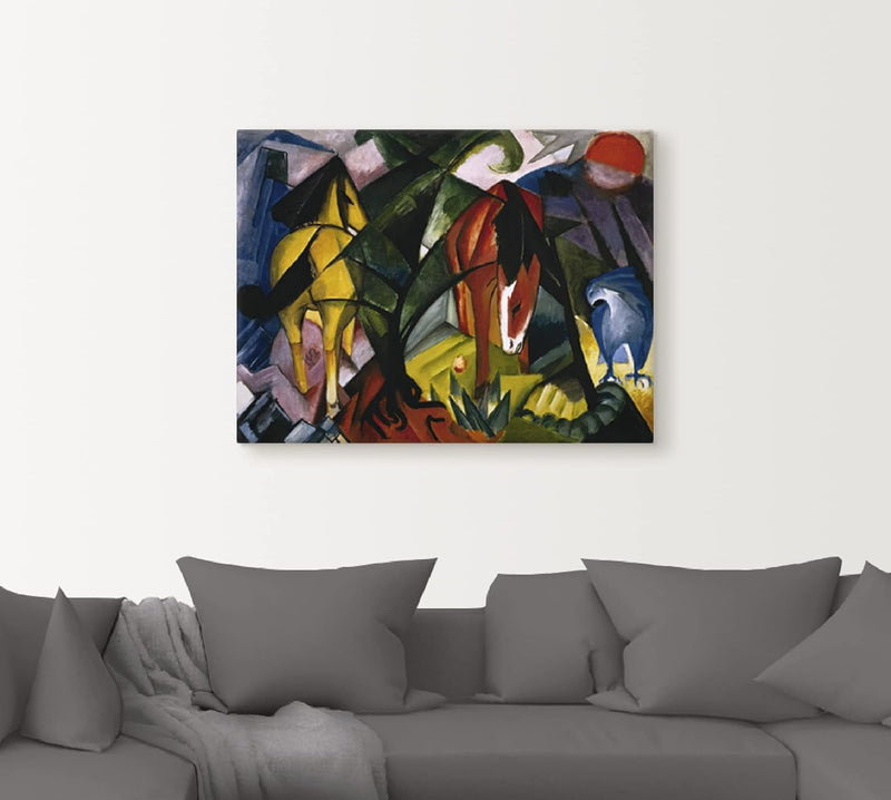 ARTland Leinwandbilder Wandbild Bild auf Leinwand 80x60 cm Wanddeko Abstrakte Kunst Tiere Pferd Pfer