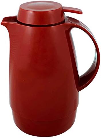 Helios Servitherm Thermoskanne Rot 0,6L – 6h Heiss - Hält Getränke heiss & kalt – Einhandbedienung -