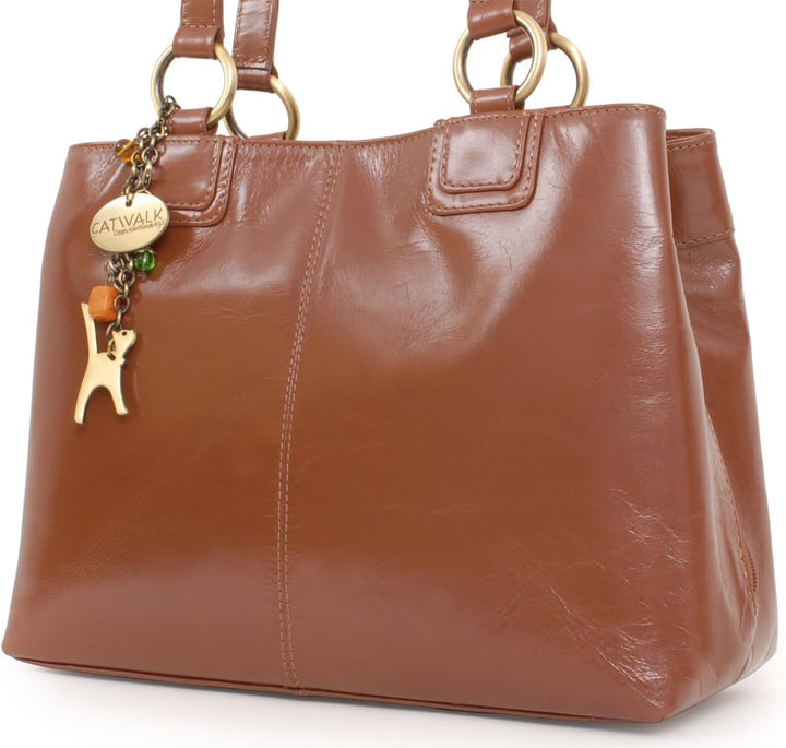 Catwalk Collection Handbags - Leder - Umhängetasche/Grosse Tasche - BELLSTONE Braun, Braun