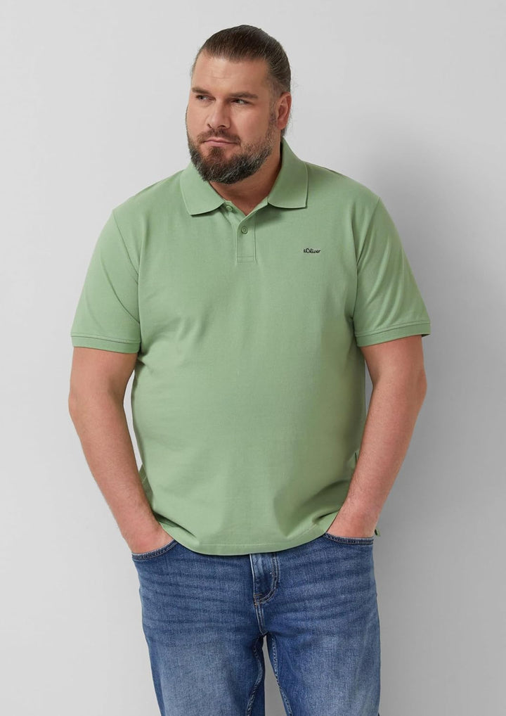 s.Oliver Poloshirt mit kleinem Label-Print Poloshirt aus Baumwollpiqué S 7253_salbeigrün, Poloshirt