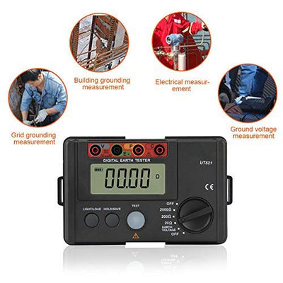 UT521 Earth Tester Erdungswiderstandstester Ohmmeter mit Aufbewahrungsbehälter 50 Hz / 60 Hz