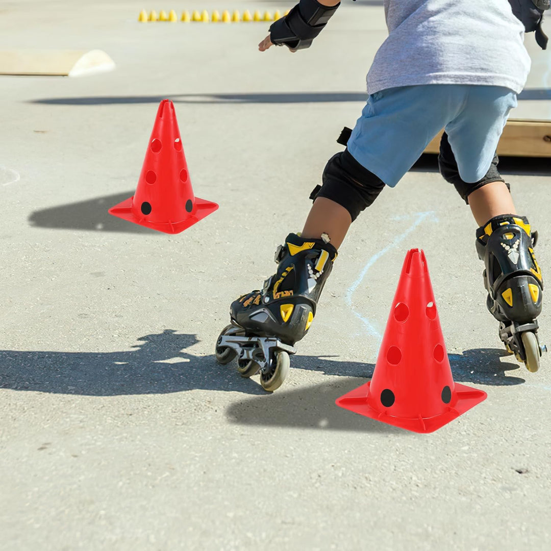 Steckhürdenset 12 Kegel mit 6 Stangen, Agility Hürden Steckhürden Set, Koordinationstraining für Kin