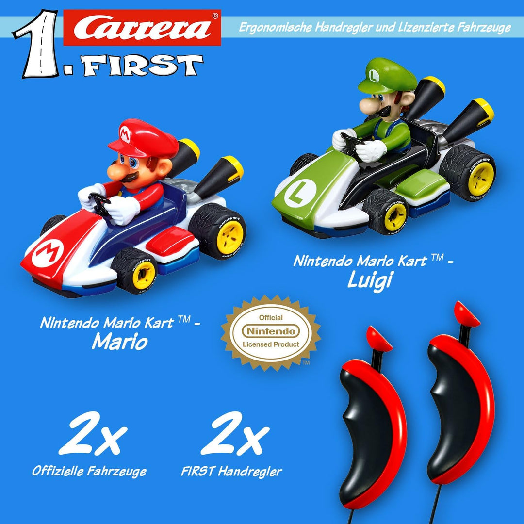 Carrera First Mario Kart™ Rennbahn | Super Mario™ vs. Luigi | Flip-Elemente | 2,9m Rennbahn | ab 3 J