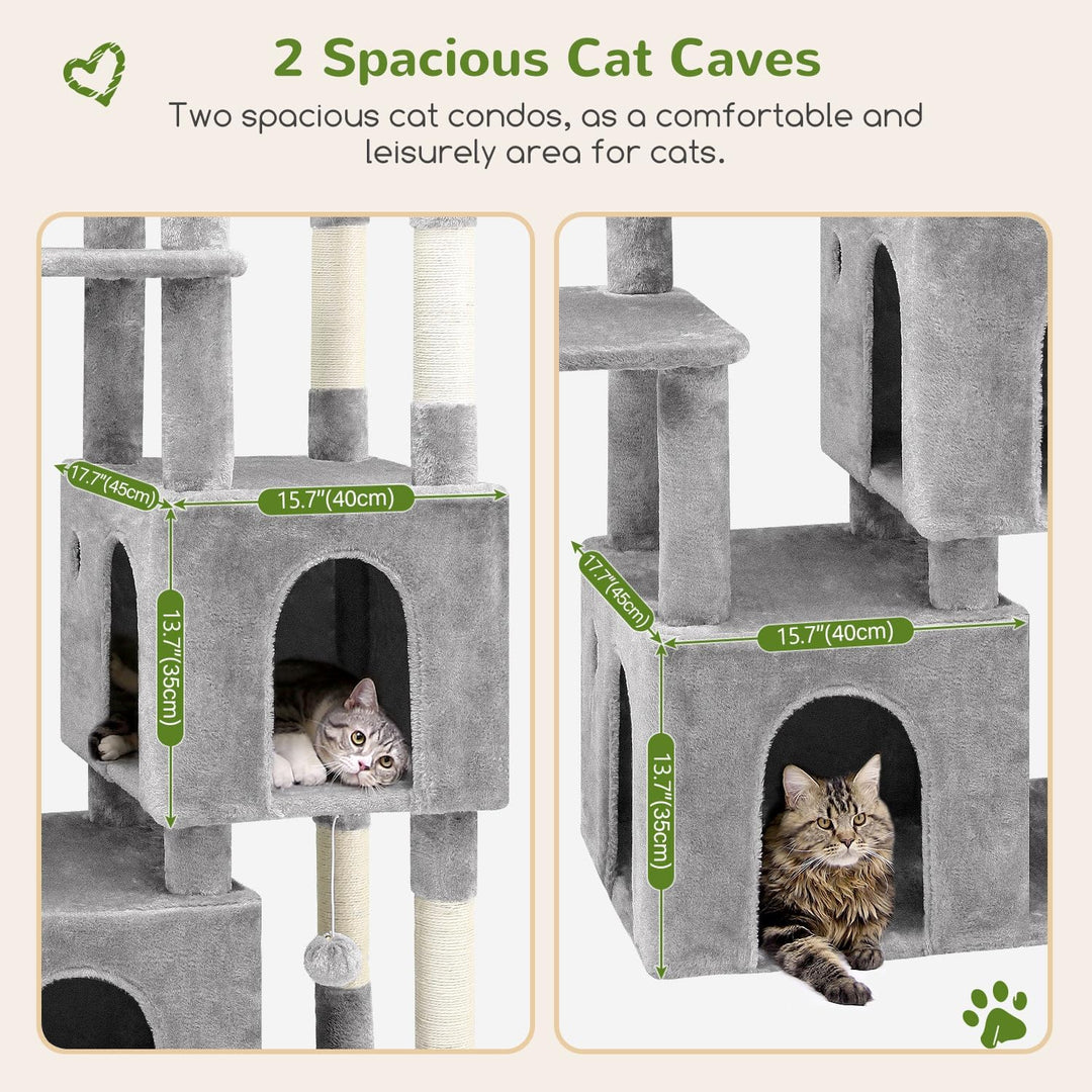 Globlazer Kratzbaum für 3-5 Grosse Katzen 156 cm mit 2 Extragross Katzenhaus 45 * 40 * 35CM, Grosse