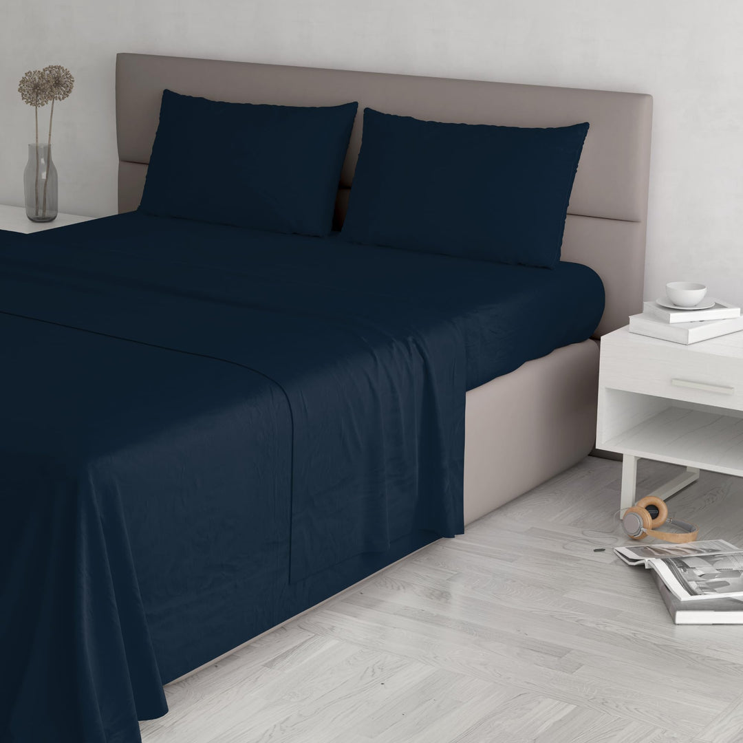 Italian Bed Linen Max Color Bettwäsche-Set, Dunkel blau, Doppelte, Dunkel Blau